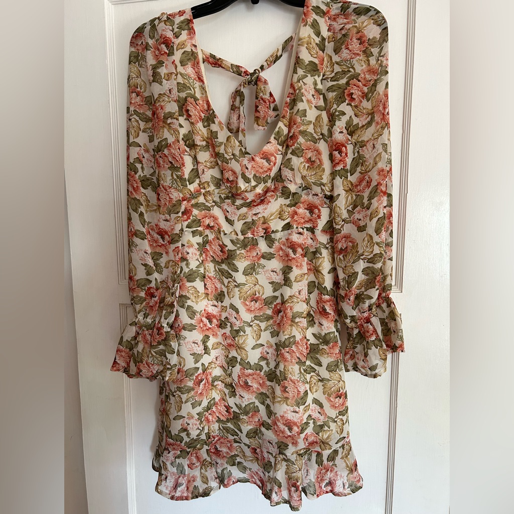 Petal & Pup Floral Midi Dress In Cream, Pink & Green